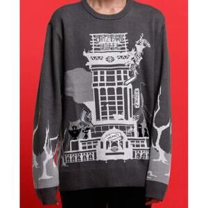 Hazbin Hotel Alastor Intarsia Knit Sweater Size XL Extra Large Gray Radio New